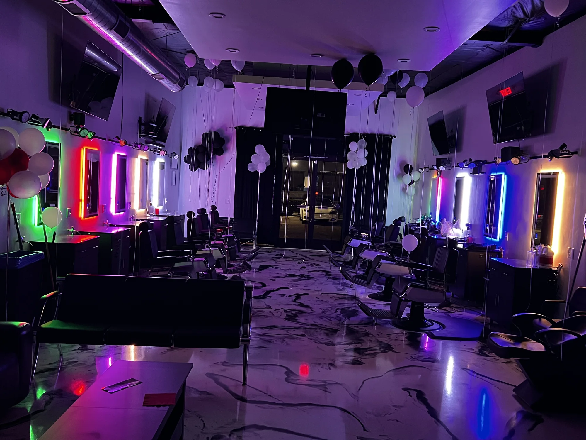 PrecisionZ Barbershop with the mirror lights on